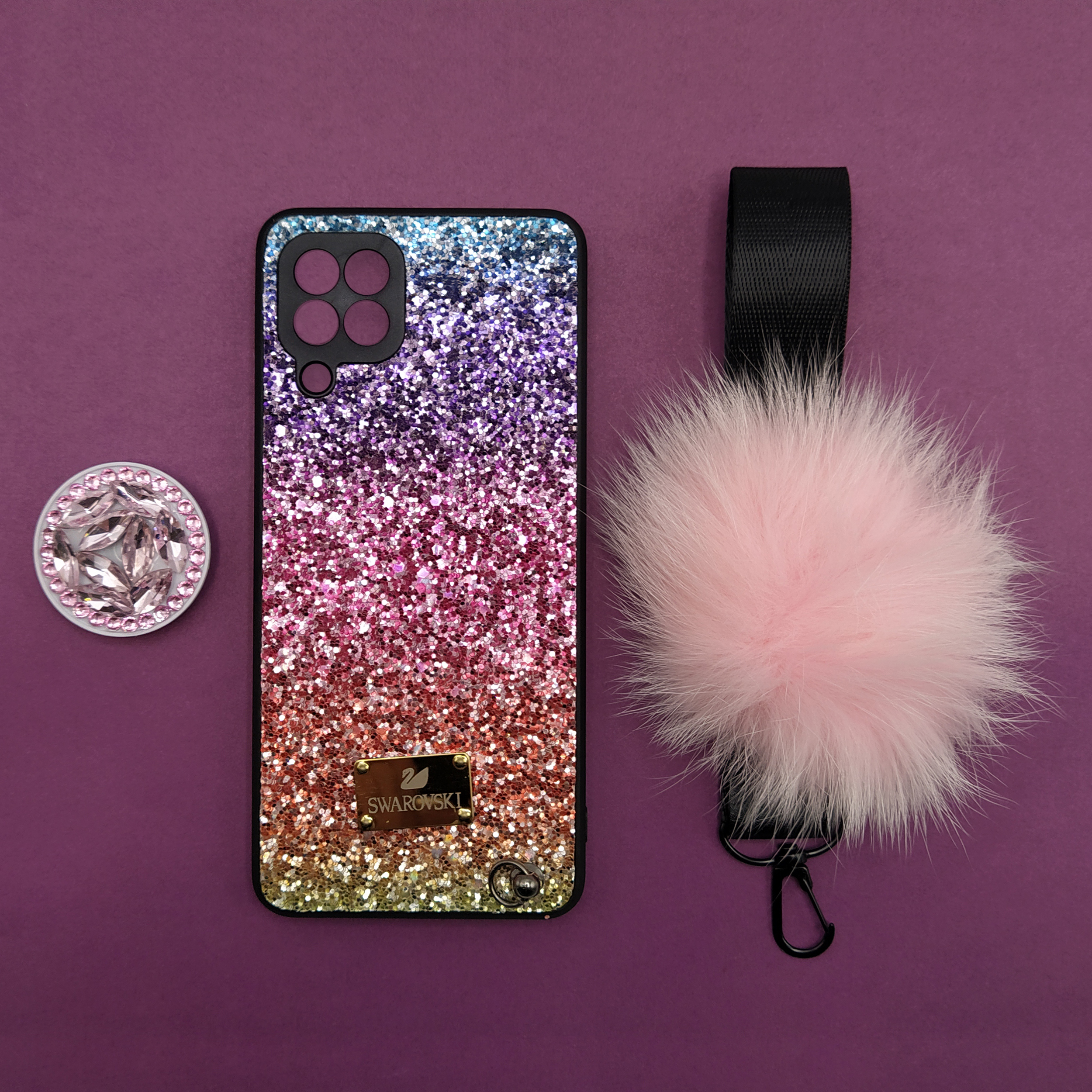 کاور مدل AK-1 مناسب برای گوشی موبایل سامسونگ Galaxy A22 4G به همراه بند و پایه نگهدارنده