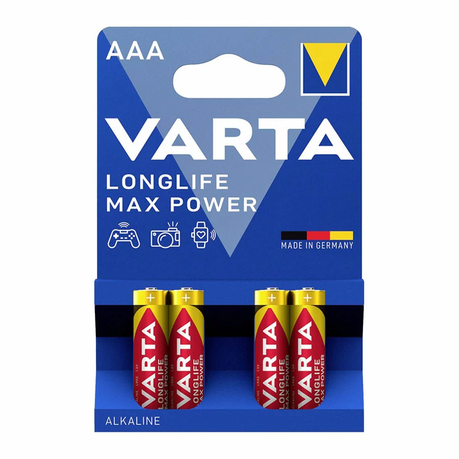 باتری نیم قلمی وارتا Longlife Max Power بسته 4 عددی