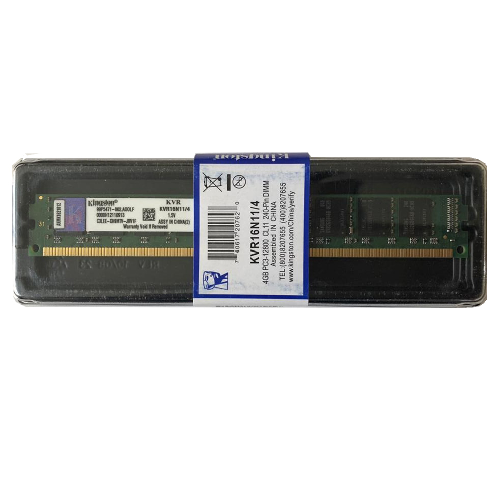 رم دسکتاپ DDR3 تک کاناله 1600 مگاهرتز CL11 کینگستون مدل KVR16N11/4 PC3-12800 ظرفیت 4 گیگابایت