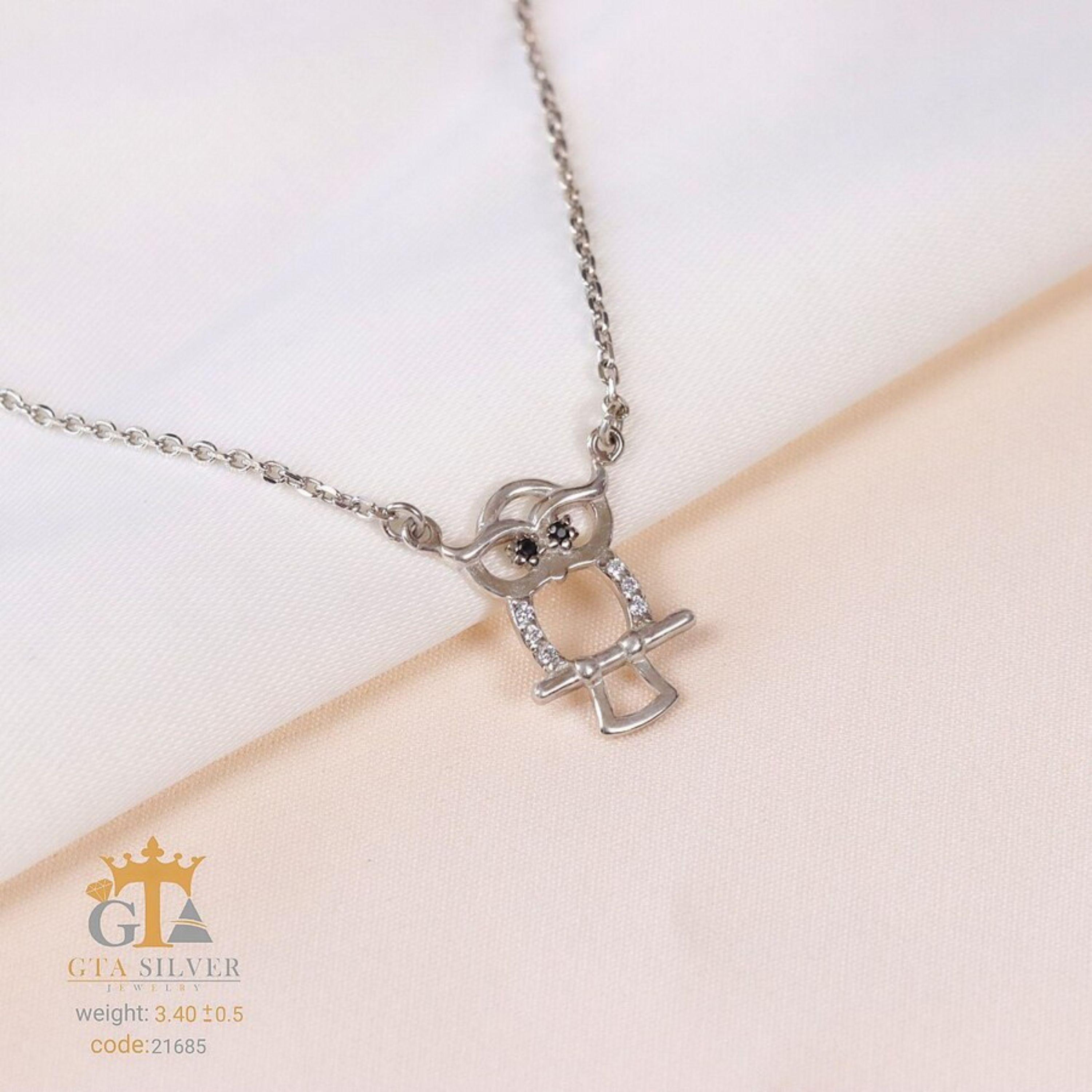 آویز زنجیری نقره طرح جغد همراه با زنجیر کد 21685-4