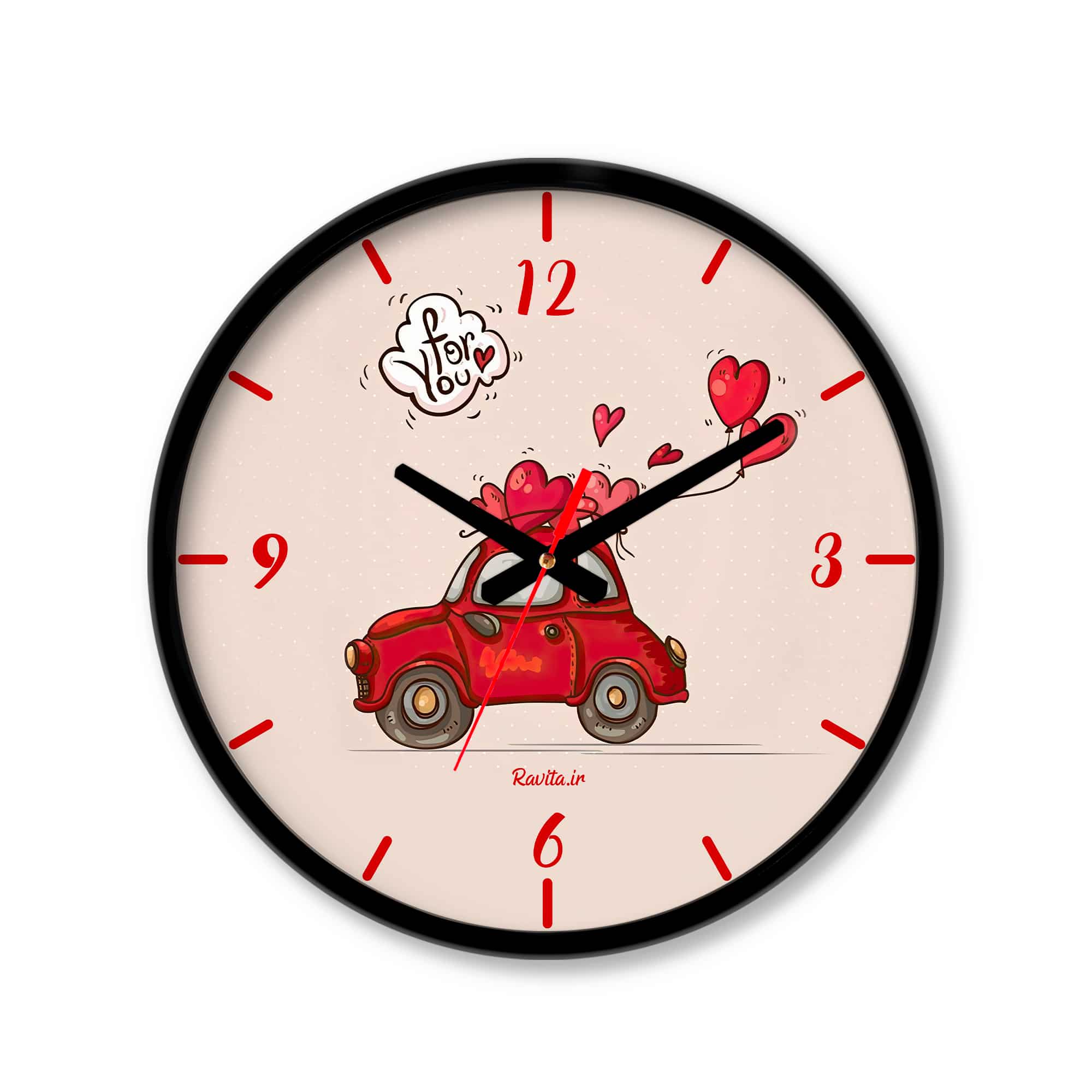 ساعت‌ دیواری رومیزی راویتا طرح ماشین و قلب کد 3530