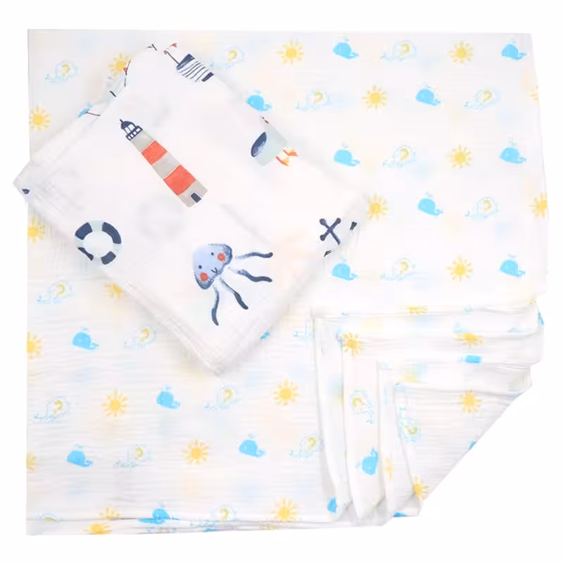 خشک کن دورپیچ چند کاره 2 عددی طرح وال و دریایی بیبی فورلایف Baby4life