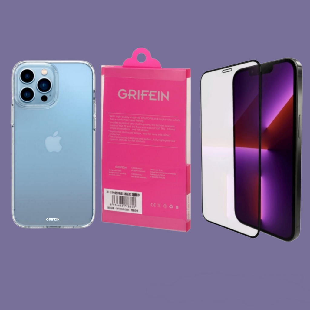 کاور گریفین مدل Simple Tranparent مناسب برای گوشی موبایل اپل iphone 13 pro  به همراه محافظ صفحه نمایش 