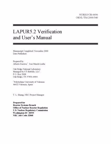 خرید و دانلود نسخه کامل کتاب LAPUR [FORTRAN Reactor Core Simul Pgm] - Verification and Users Guide
