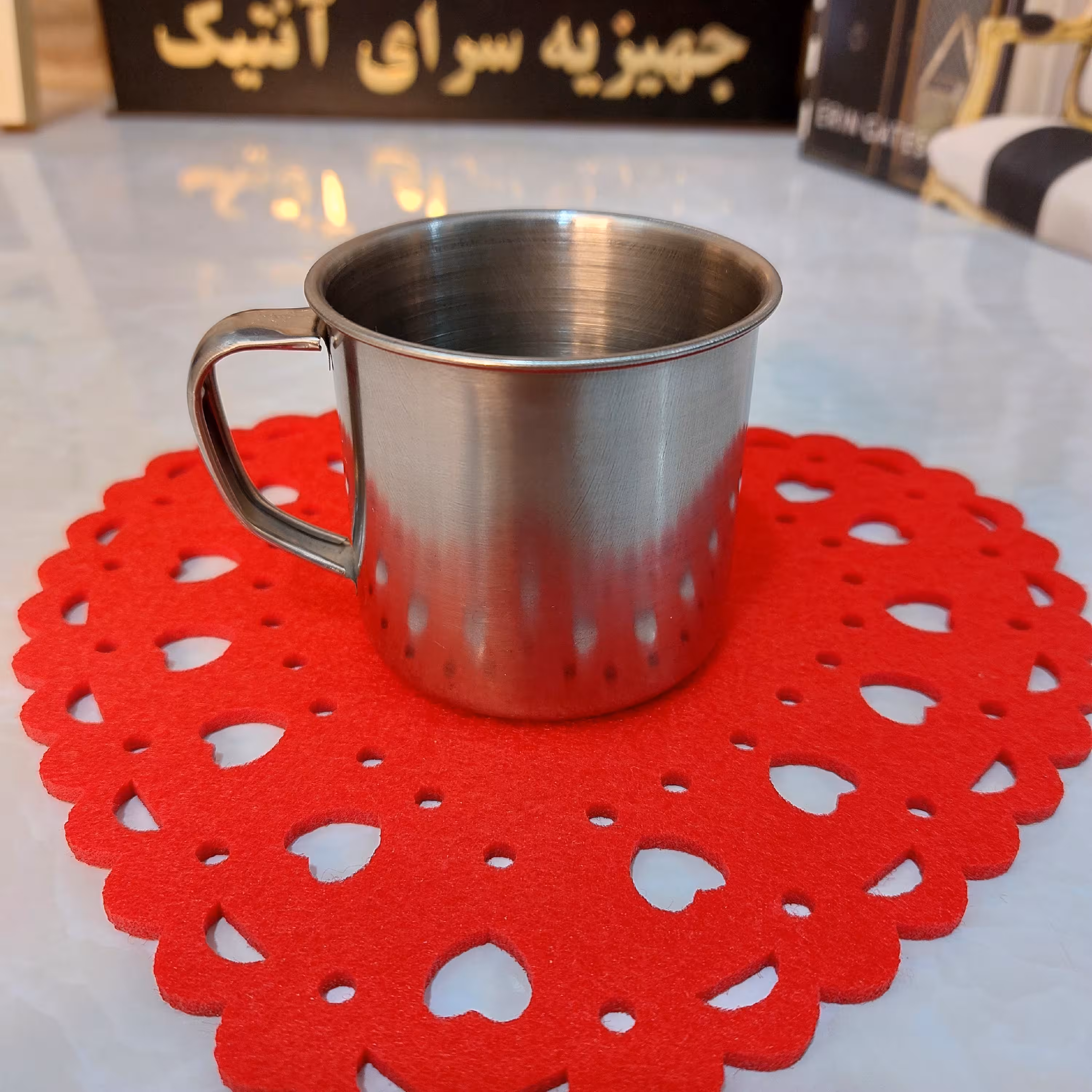 لیوان استیل دسته دار کوچک