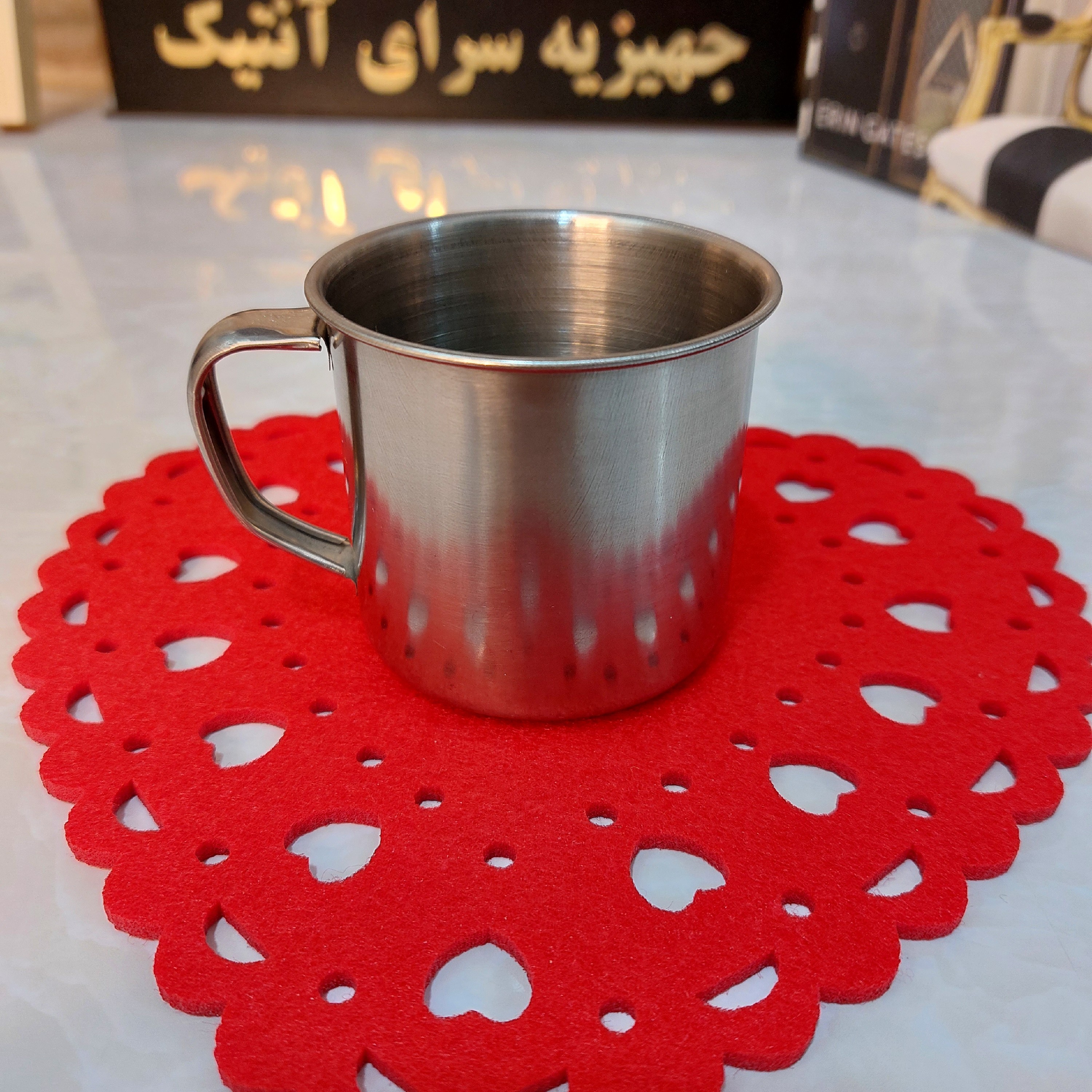 لیوان استیل دسته دار کوچک