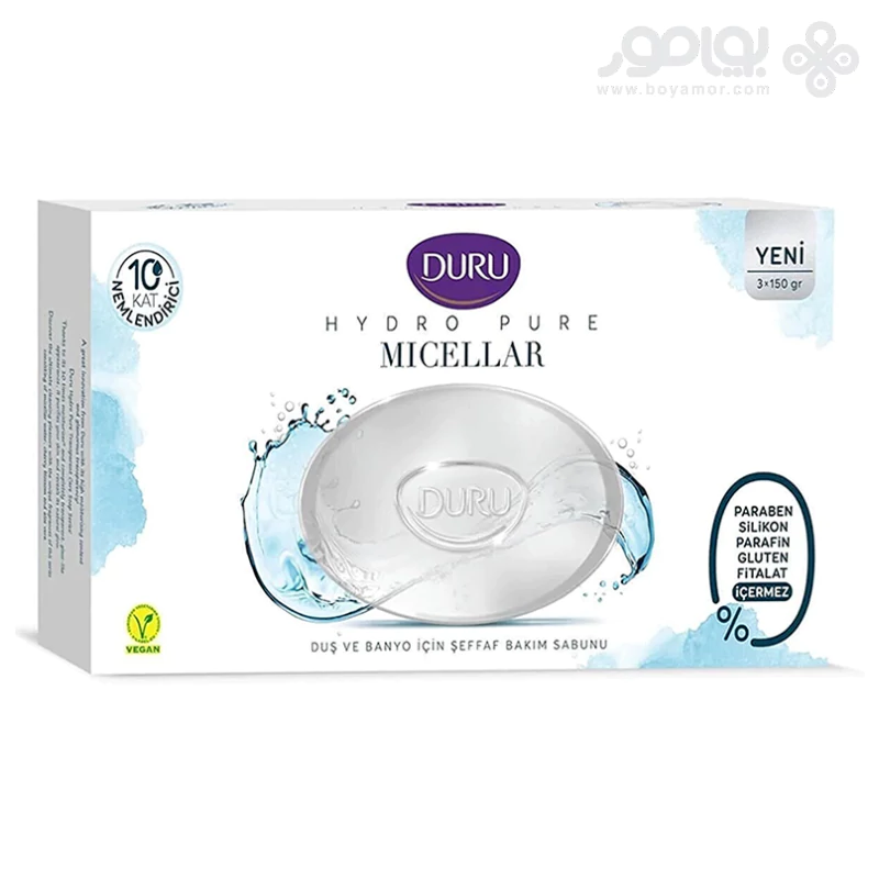 صابون دورو مدل HYDRO PURE حاوی مواد میسلار بسته 3 عددی