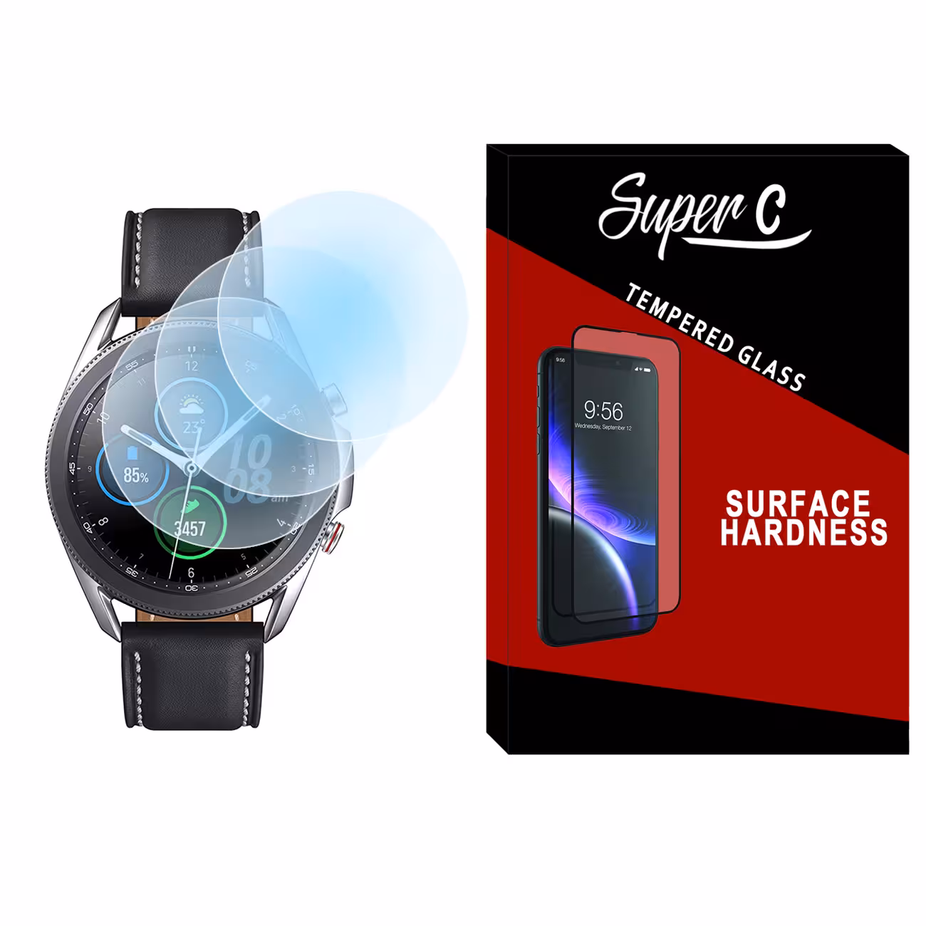 محافظ صفحه نمایش شیشه ای سوپرسی مدل SH-SC مناسب برای ساعت هوشمند سامسونگ Galaxy Watch 3 45mm بسته سه عددی