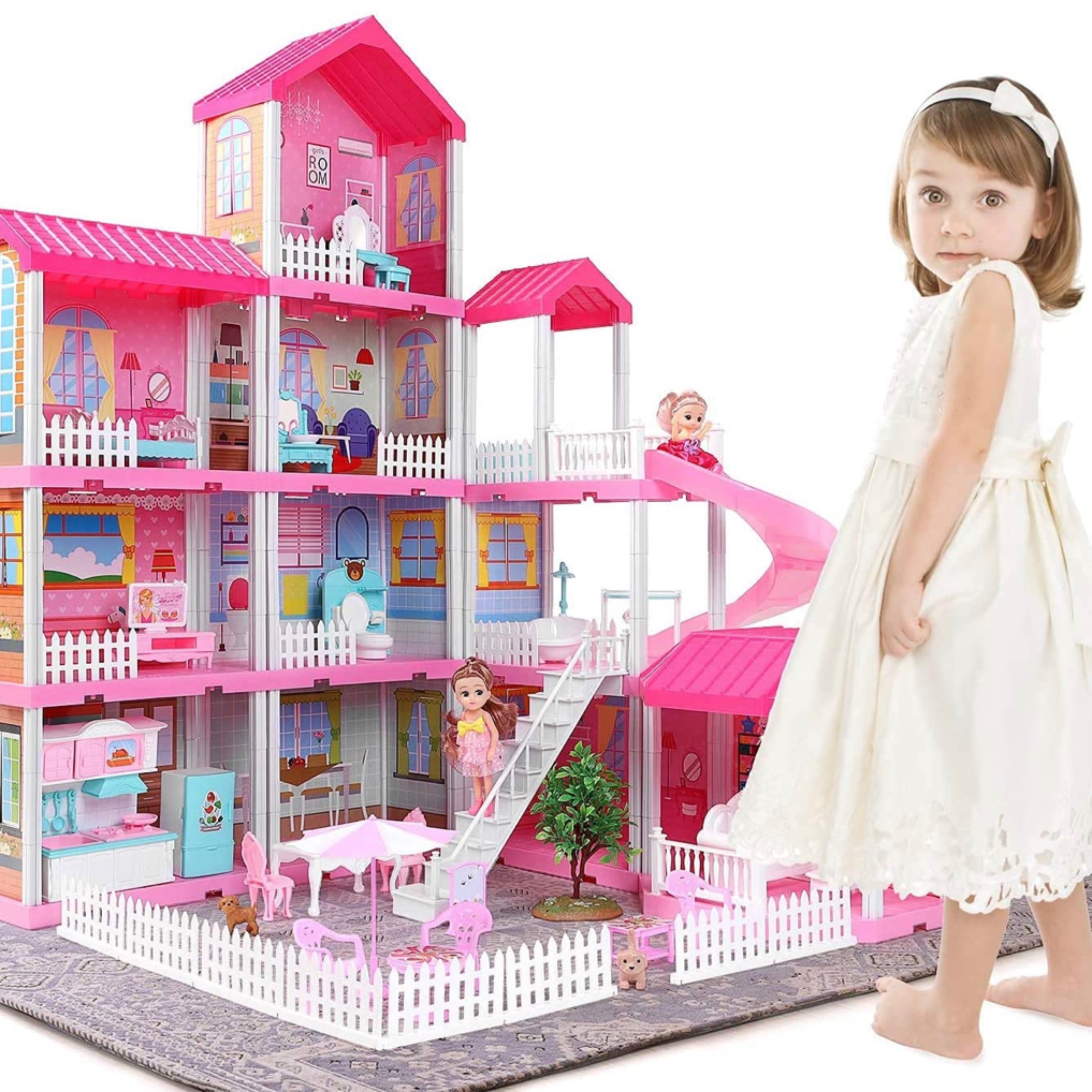 خانه عروسکی( باربی) زیبا 11 اتاق با وسایل و دوعدد عروسک