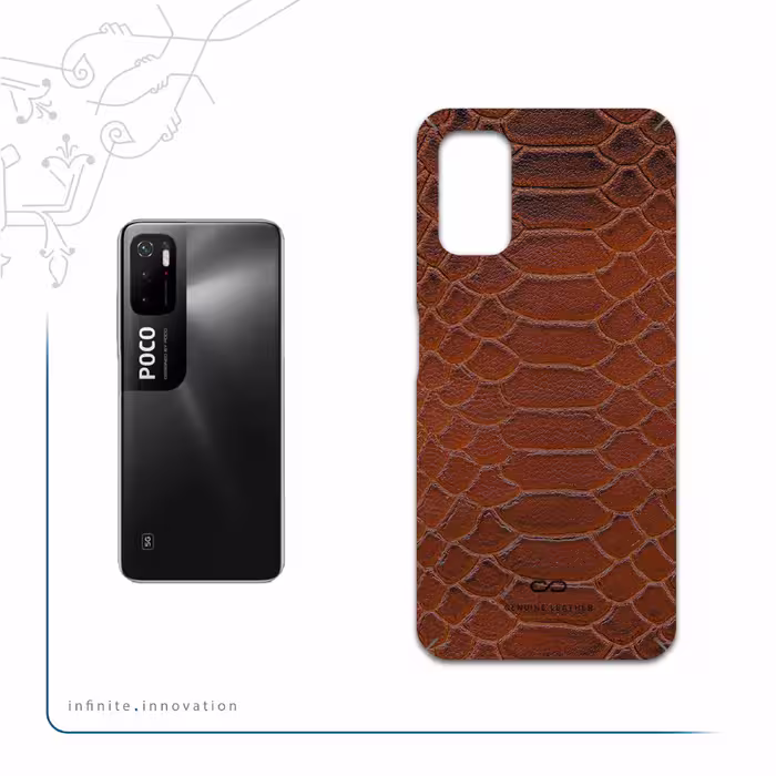 برچسب پوششی ماهوت مدل Brown-Snake-Leather مناسب برای گوشی موبایل شیائومی Poco M3 Pro 5G