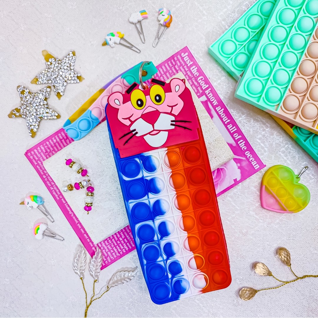 جامدادی فانتزی سیلیکونی. دو طرف پاپت دار. پاپت پاپیت پاپتدار. لوازم تحریر فانتزی. لوازم التحریر جدید. خارجی وارداتی 