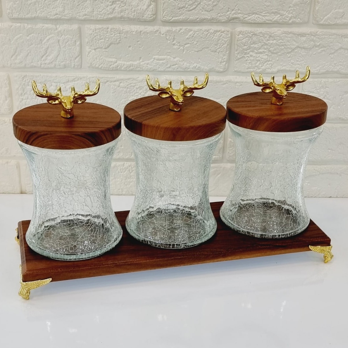 پاسماوری سه پارچه کمر باریک شیشه تَرَک کفه و درب چوبی کد13