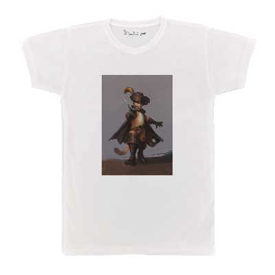 تی شرت آستین کوتاه بچگانه پرمانه طرح گربه چکمه پوش کد pmt.7609