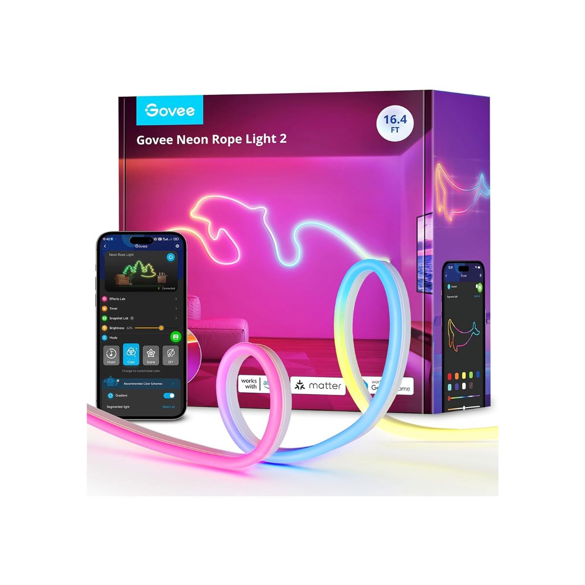 خرید ریسه هوشمند Govee Neon Rope Strip Light 2 H61D5 5m با بهترین قیمت