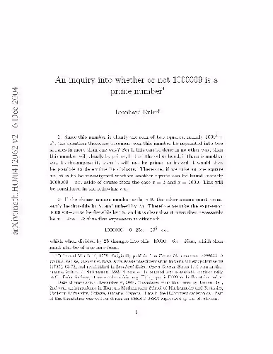 خرید و دانلود نسخه کامل کتاب An inquiry into whether or not 1000009 is a prime number