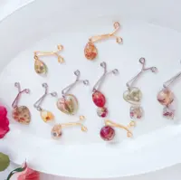 گیره روسری دستساز رزینی با گل طبیعی و ورق طلا 10تایی