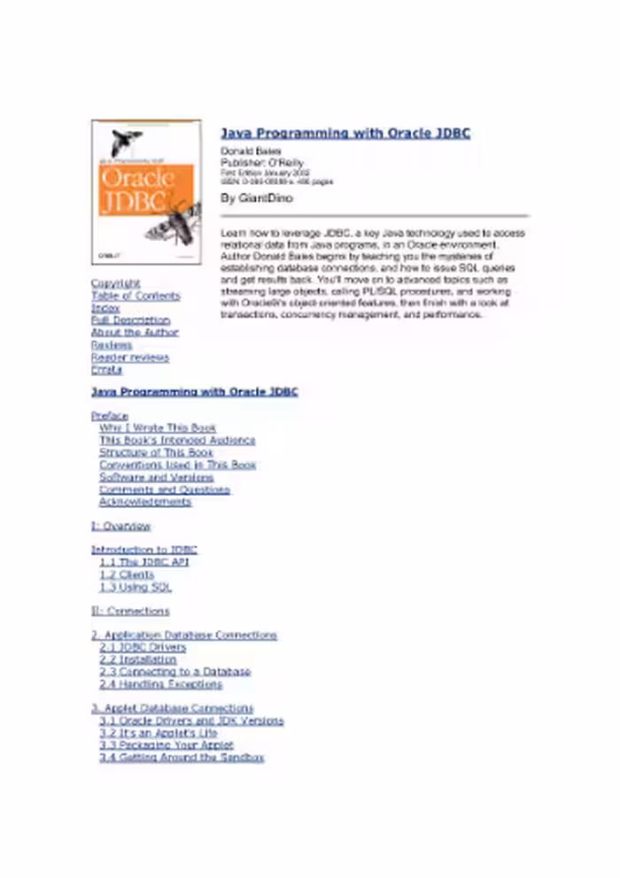 خرید و دانلود نسخه کامل کتاب Java Programming with Oracle JDBC