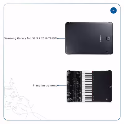 برچسب پوششی ماهوت مدل Piano-Instrument مناسب برای تبلت سامسونگ Galaxy Tab S2 9.7 2016 T819N