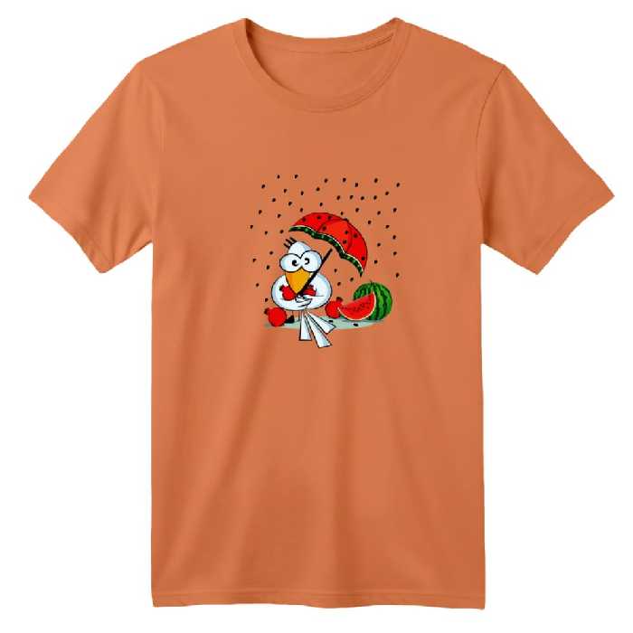 تی شرت آستین کوتاه بچگانه مدل کلاغ و هندوانه یلدایی رنگ گلبهی