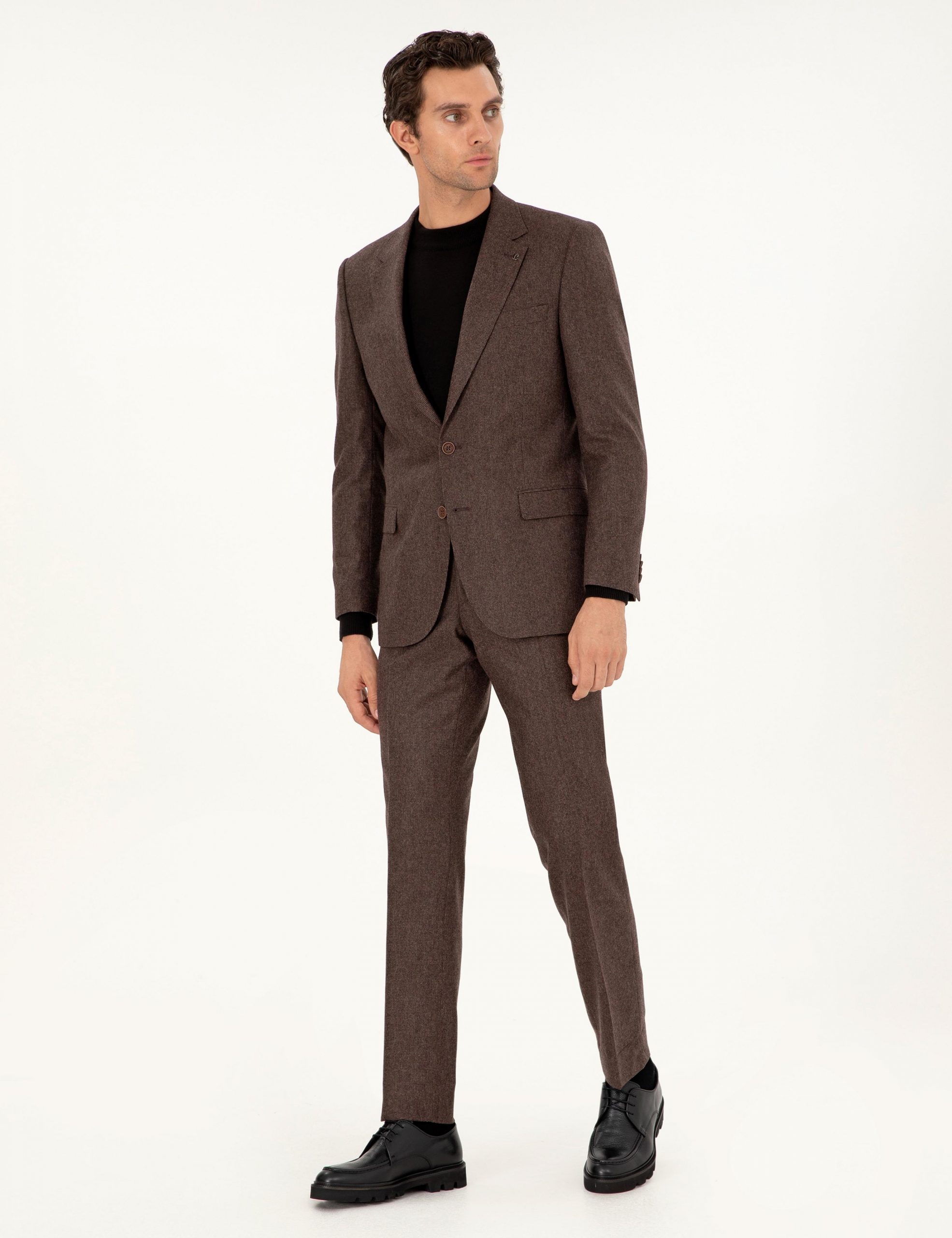 کت و شلوار مردانه قهوه ای کاشارل