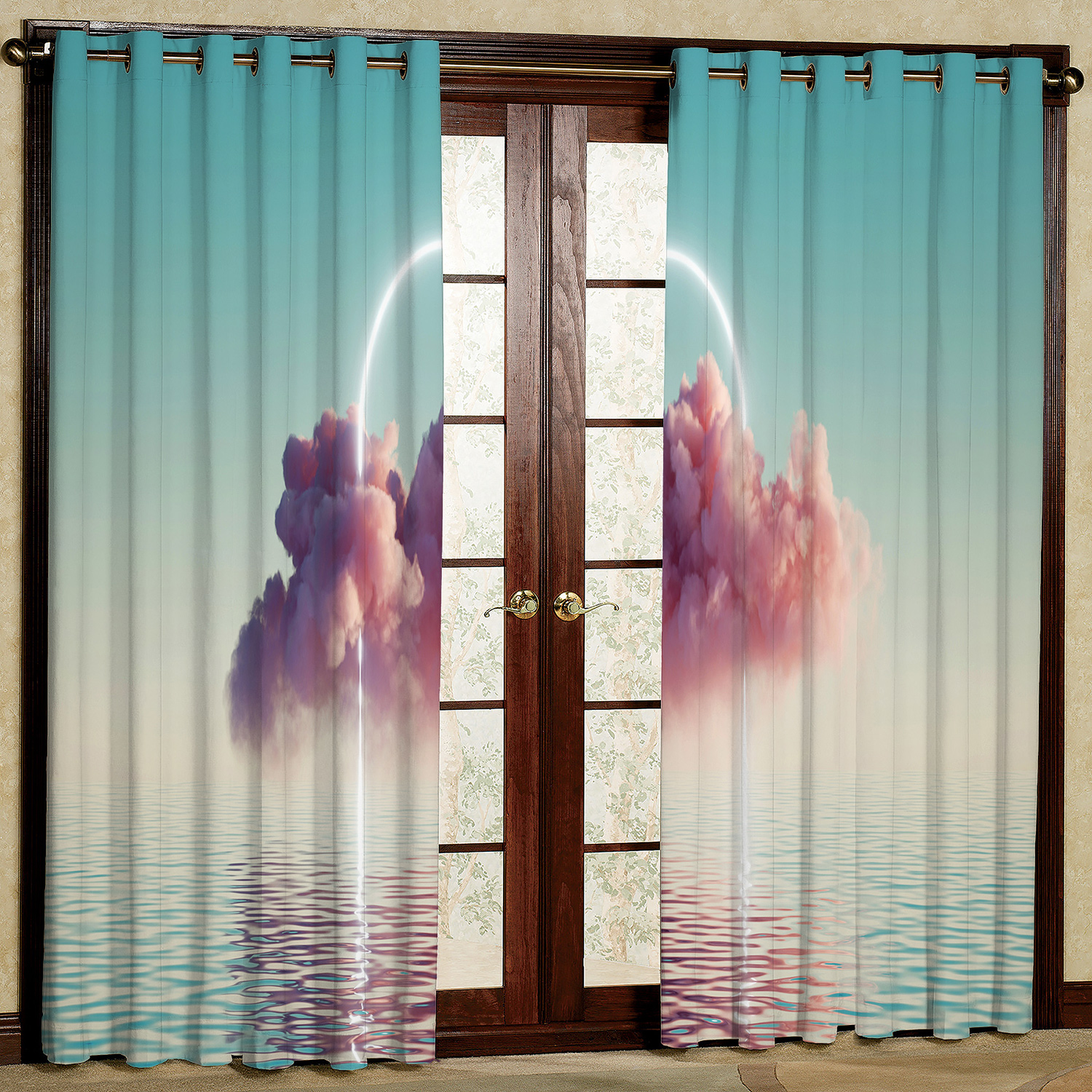  پرده مدل ابر و دریا هازان پانچی کد 2337 سایز 140x200 سانتی متر