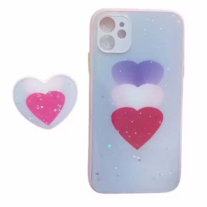 کاور مدل 11 قلبی مناسب برای گوشی موبایل اپل IPhone11 به همراه پایه نگهدارنده