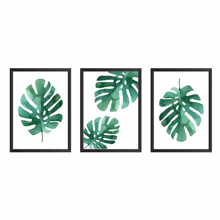 تابلو دیواری سه تکه مدل Monstera | دنیای قاب
