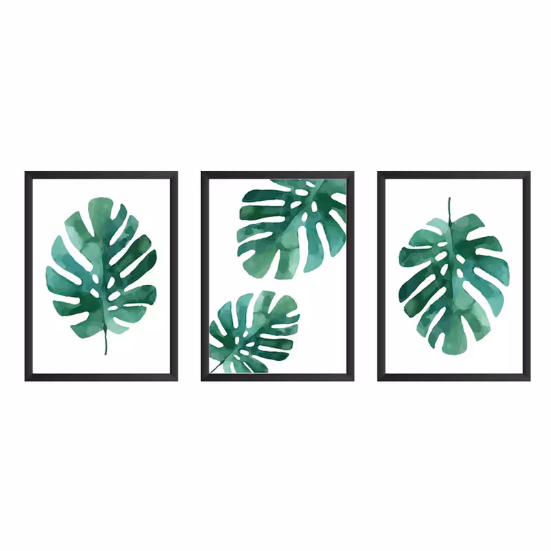 تابلو دیواری سه تکه مدل Monstera | دنیای قاب