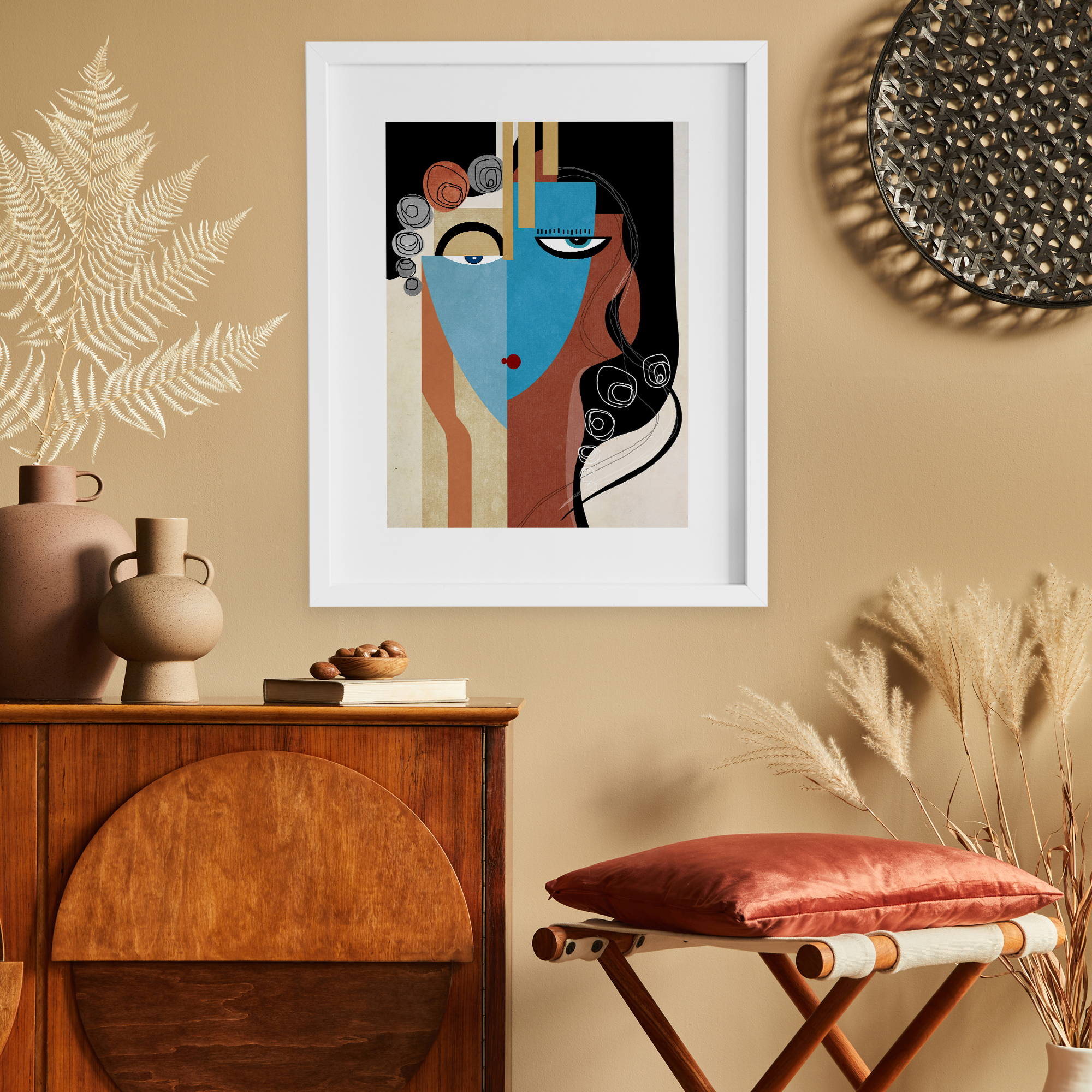 تابلو  مدل دکوراتیو کوبیسم طرح چهره کد 975