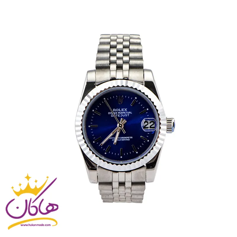 ساعت رولکس دیت جاست نقره ای صفحه آبی 192