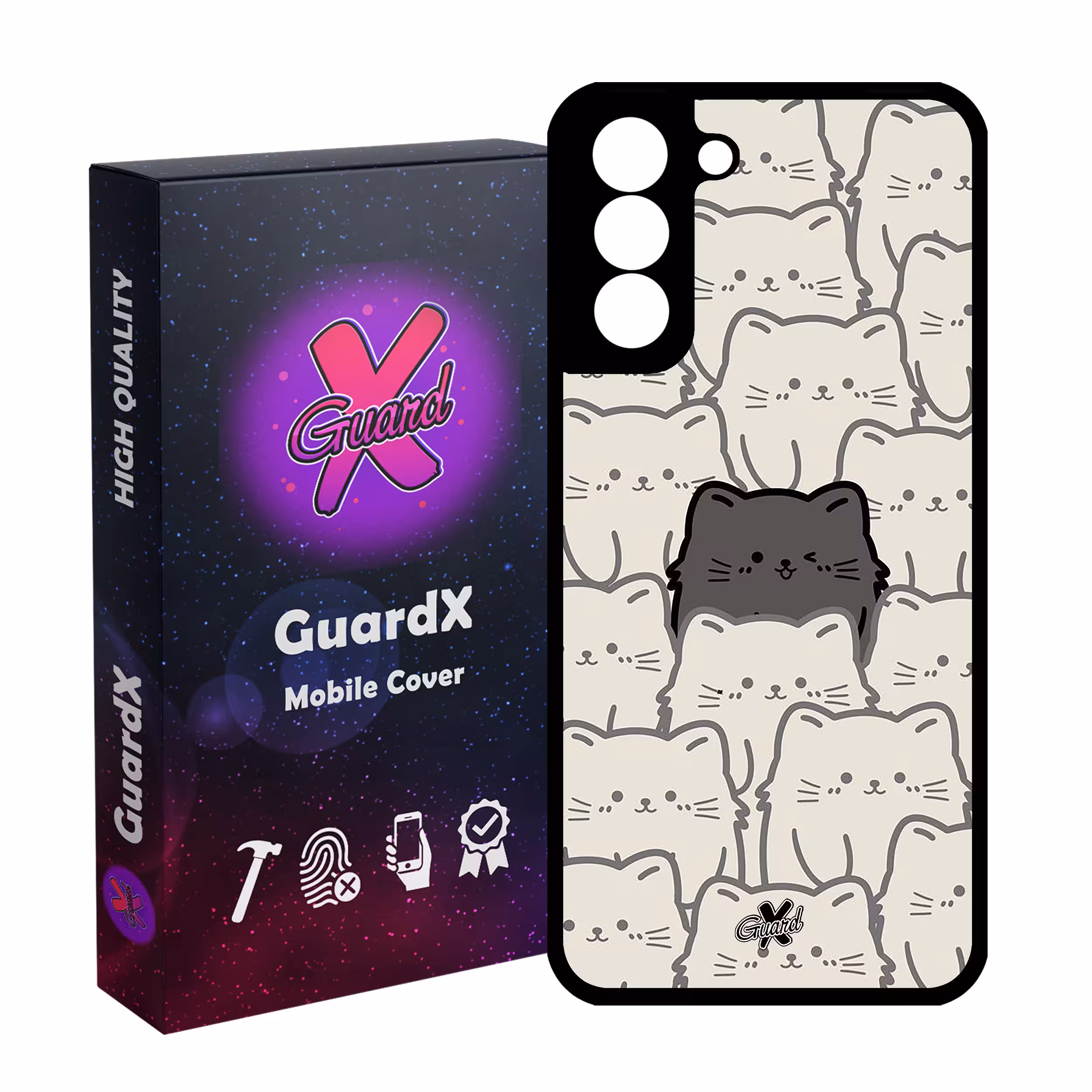 کاور گارد ایکس طرح گربه مدل Glass10545 مناسب برای گوشی موبایل سامسونگ Galaxy S21 FE