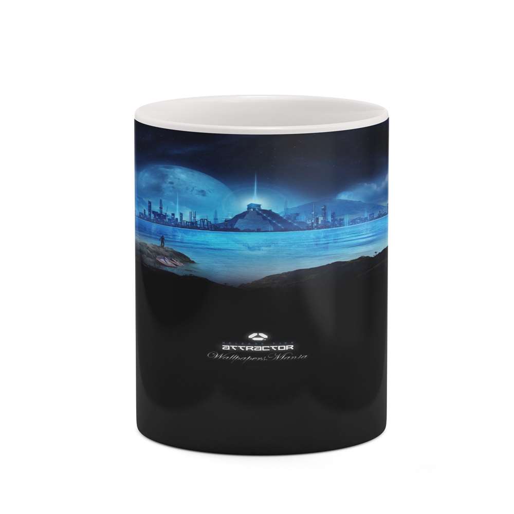 ماگ کاکتی طرح زمینه مشکی فانتزی مدل mgh19508