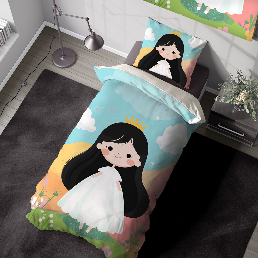 ست روتختی دخترانه طرح پرنسس با لباس سفید HQ-3262