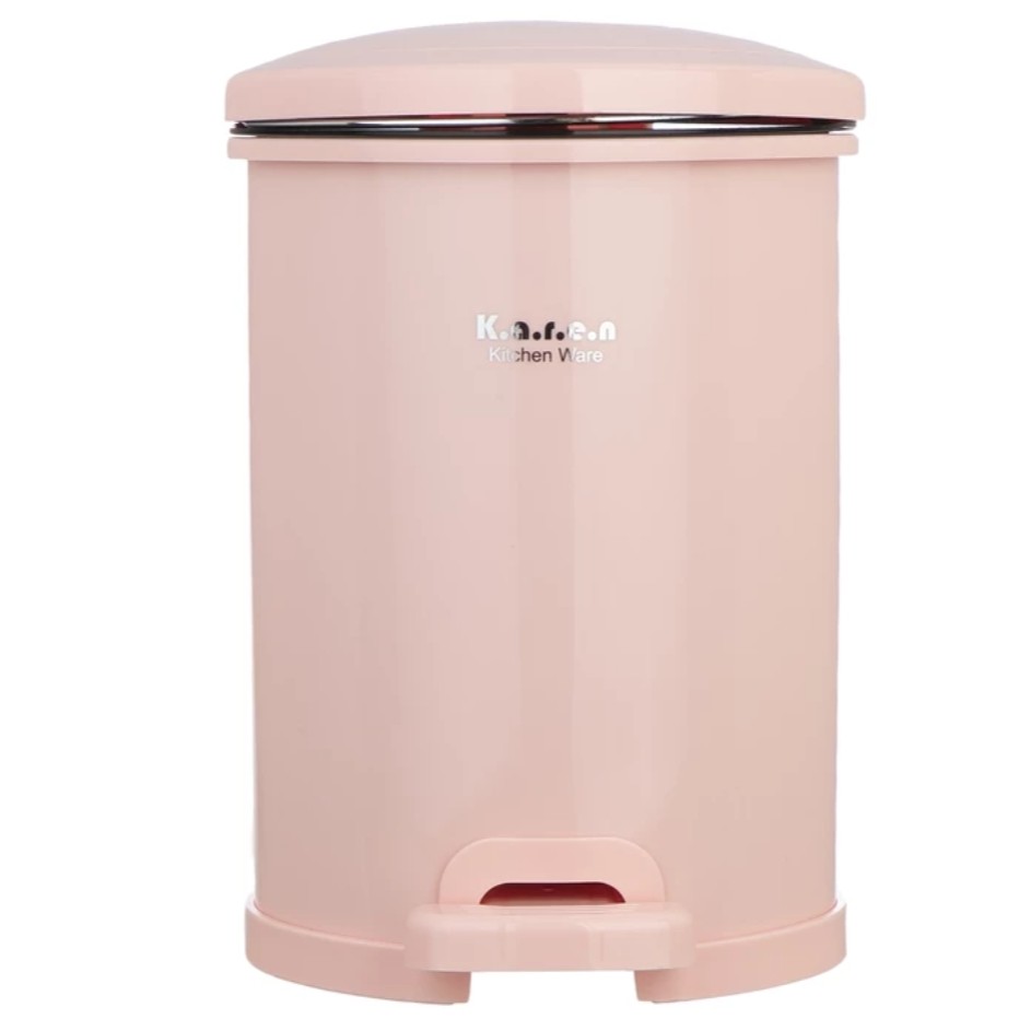 سطل پدالی مخزن دار 14لیتری کارن در رنگهای طوسی صورتی سفید در پلاسکو هستی