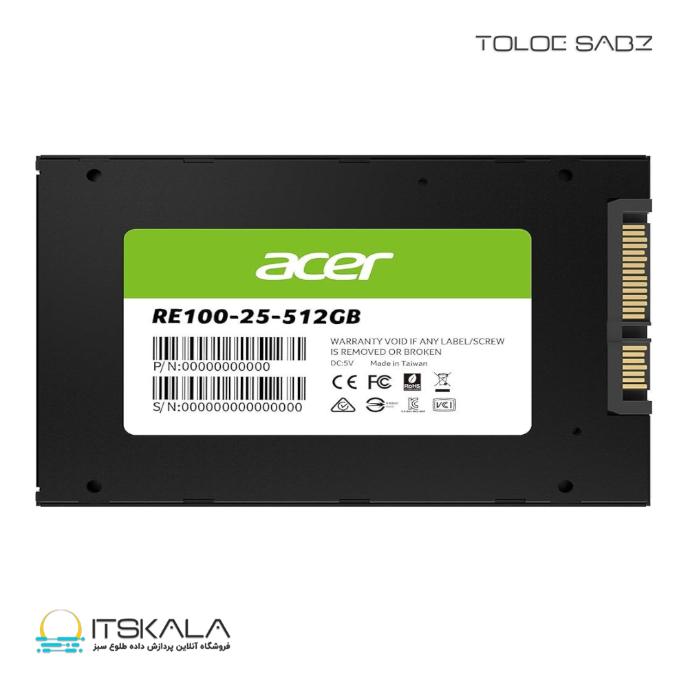 حافظه SSD ایسر مدل RE100 SATA با ظرفیت 512 گیگابایتacer RE100 512GB 2.5 Inch SATA III SSD