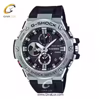 ساعت مچی اورجینال مردانه کاسیو Casio دو زمانه نقره ای | مشکی| مشکی| کد رفرنس جی شاک G-Shock GST-B100-1ADR