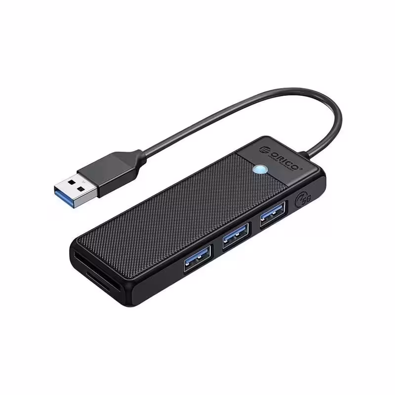 هاب 3 پورت USB3.0 اوریکو مدل ORICO PAPW3AT-U3-015 همراه شیار کارت‌ریدر