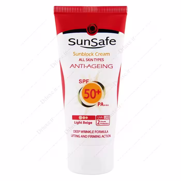 کرم ضد آفتاب SPF50 ضد چروک بژ روشن سان سیف