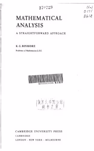 خرید و دانلود نسخه کامل کتاب Mathematical Analysis - A Straightforward Approach