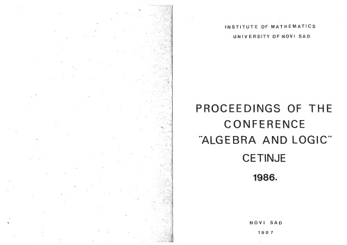 خرید و دانلود نسخه کامل کتاب Proceedings of the Conference "Algebra and Logic". Cetinje 1986