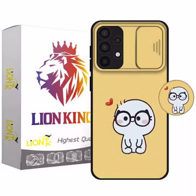 کاور لاین کینگ مدل YELLOWIMOJI J2 مناسب برای گوشی موبایل سامسونگ Galaxy A32 4G به همراه پایه نگهدارنده