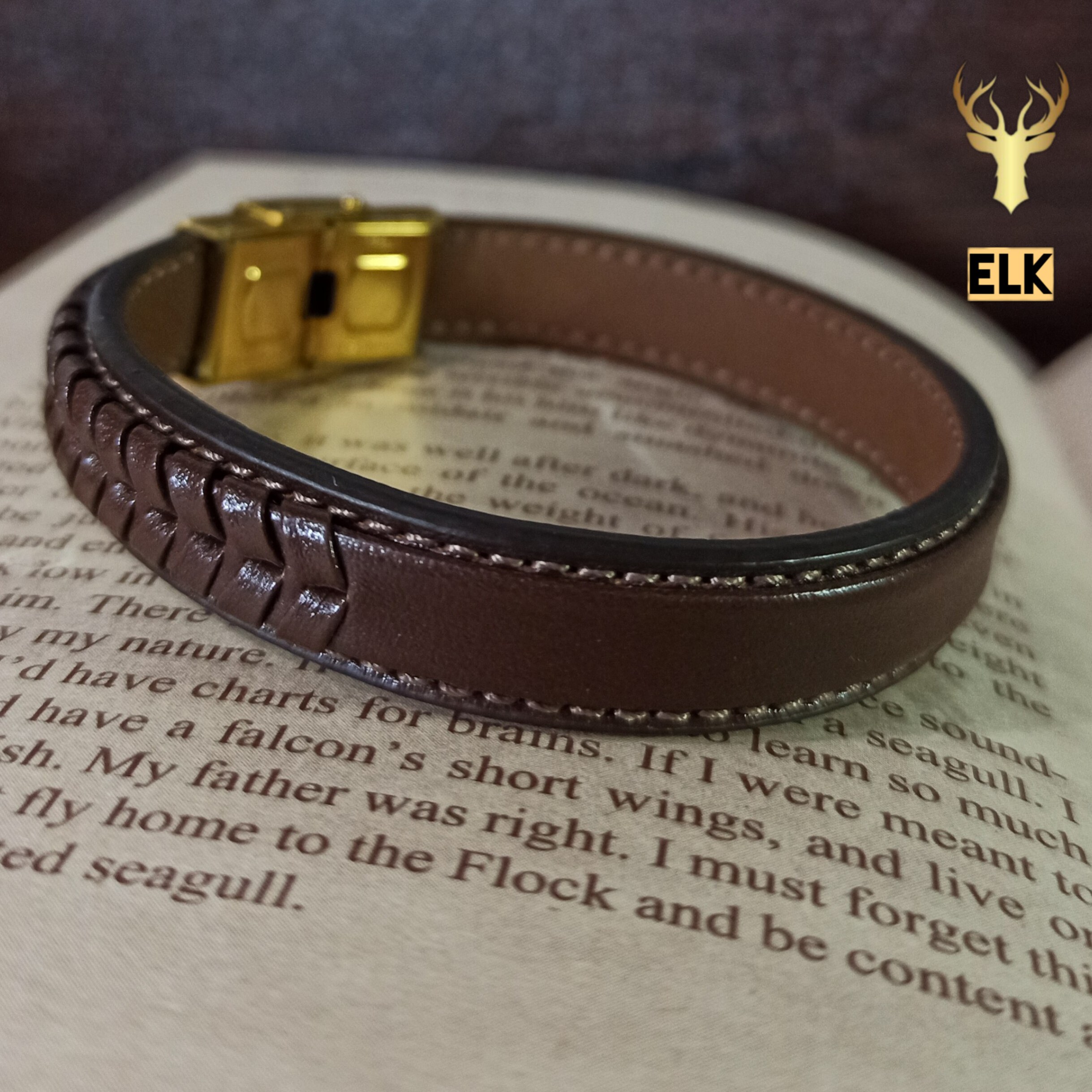 دستبند چرم طبیعی- مدل D206 (باکیفیت) (ارسال رایگان با جعبه چوبی)