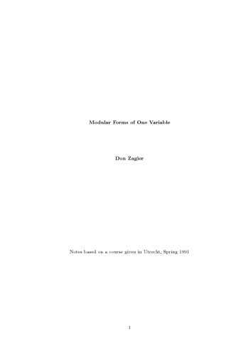 خرید و دانلود نسخه کامل کتاب Modular Forms of one variable