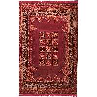 فرش ماشینی زمرد مشهد مدل کهنه نما زمینه لاکی