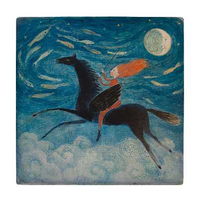  کاشی کارنیلا طرح دختر بر سوار اسب پرنده کد wkk389