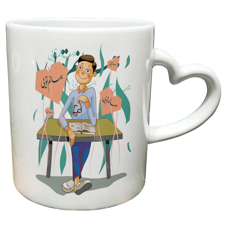 ماگ مدل دسته قلبی طرح عاشقانه کد 198