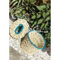 .جادستمال کاغذی حصیری .باکس حصیری .جادستمالی حصیری .باکس حصیری .باکس کوسن.ست دوتیکه حصیری .سطل آشغال 