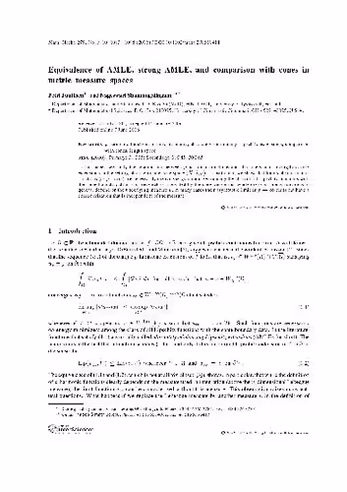 خرید و دانلود نسخه کامل کتاب Equivalence of AMLE, strong AMLE, and comparison with cones in metric measure spaces