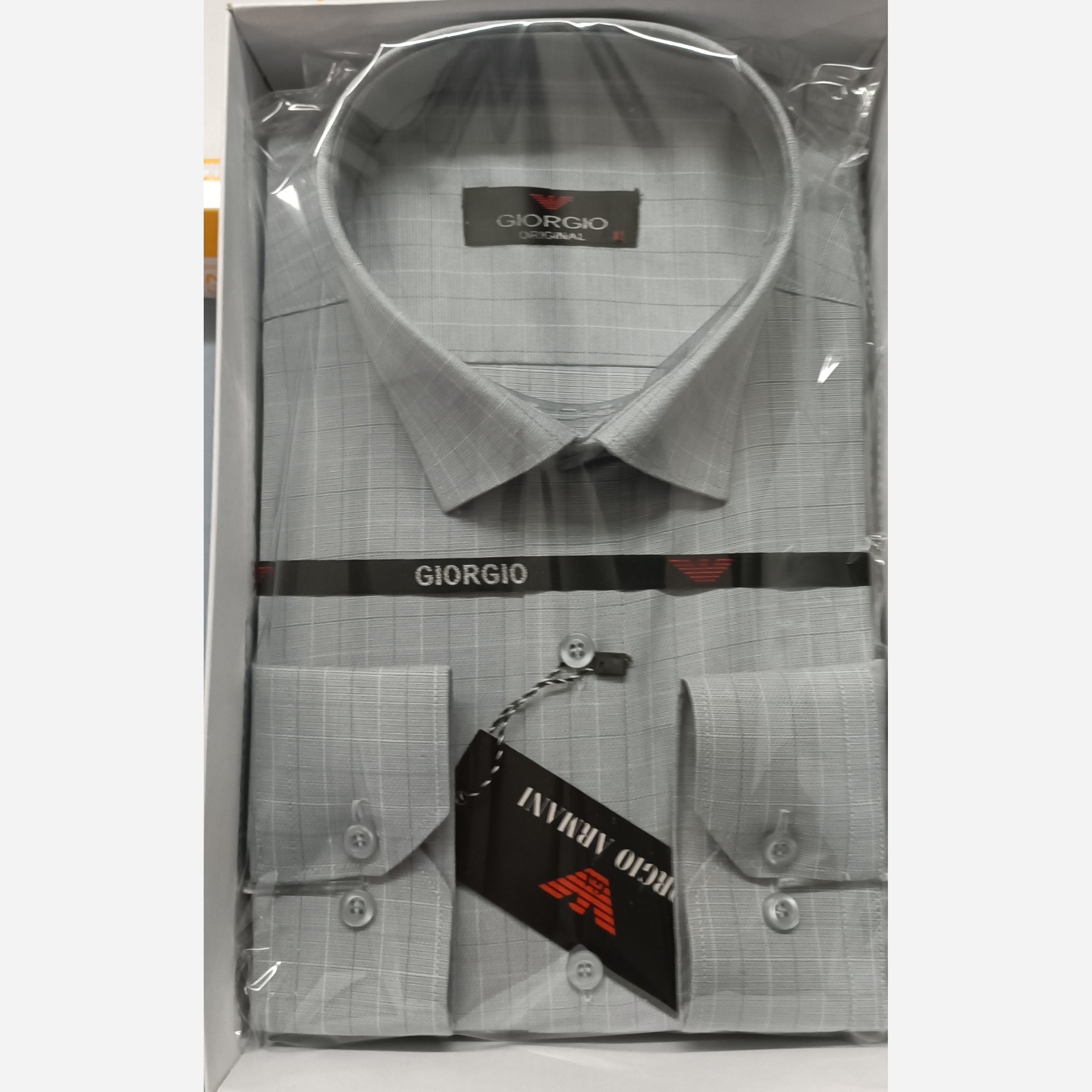 پیراهن چهاخونه ریز زمینه طوسی (XL)کد075