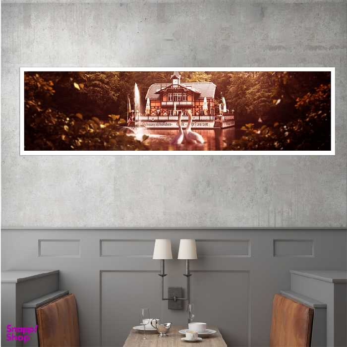 تابلو بکلیت طرح برکه و کلبه چوبی مدل W-7778